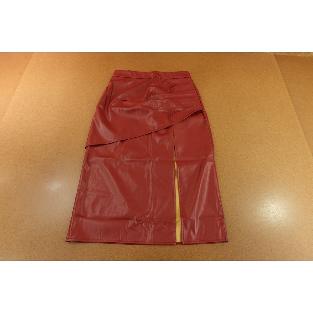 Kate Kasin Womens Medium Red Drape Front Slit Straight And Pencil Skirt NWT